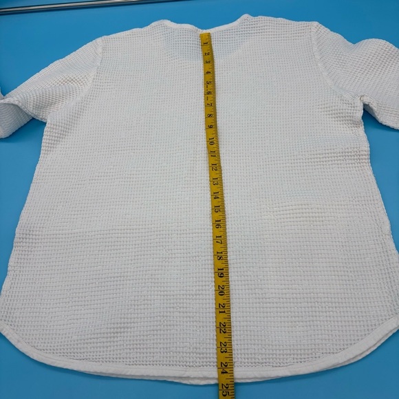 Waffle Knit Honeycomb Oversized White Women’s Long Sleeve Top Size L - Picture 8 of 10
